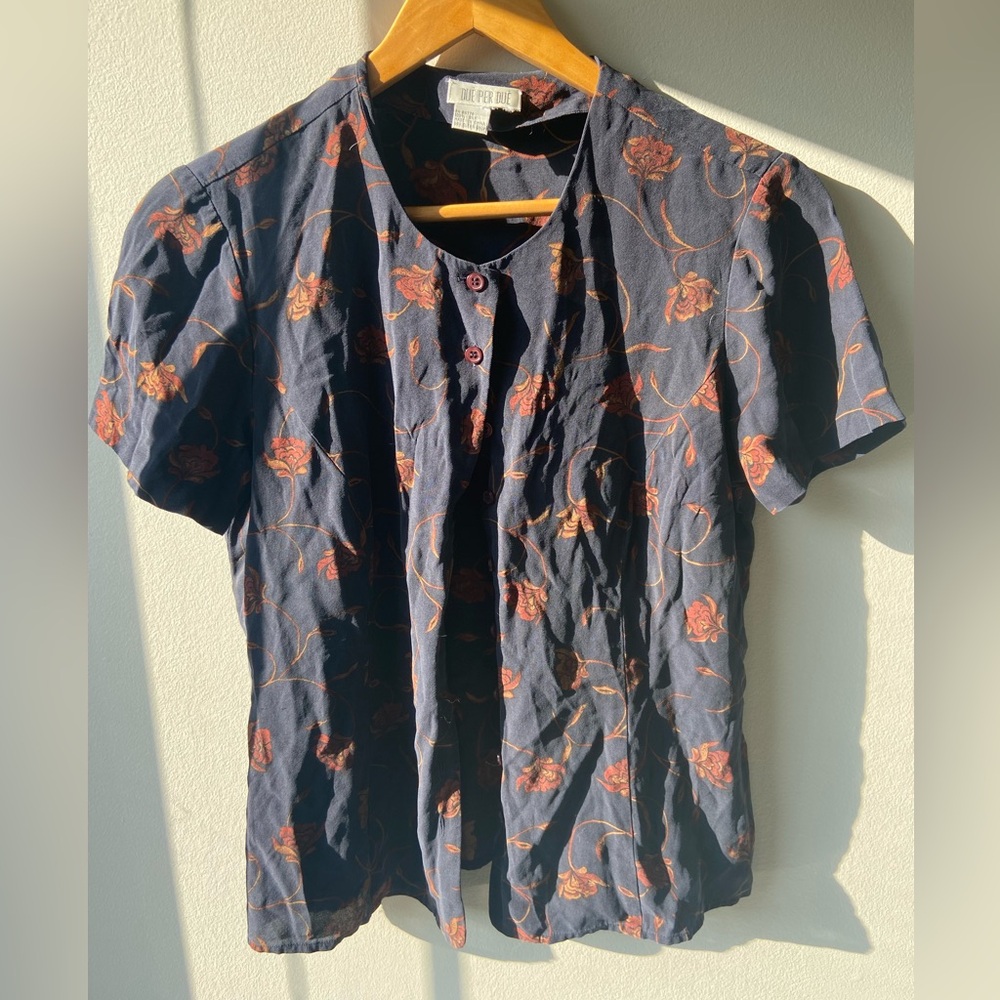 Vintage silk floral blouse